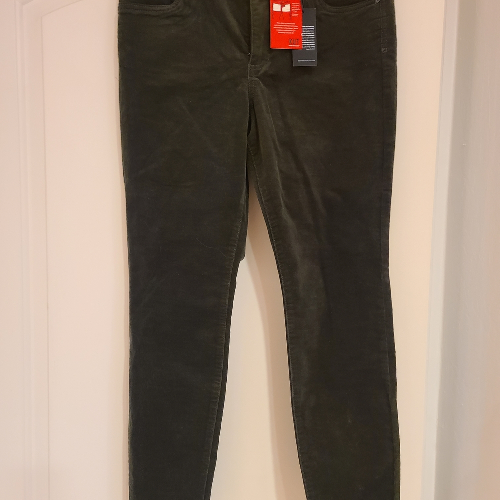 Kut from the Kloth Diana Corduroy Skinny Pants Dark Olive Green 12P - BNWT